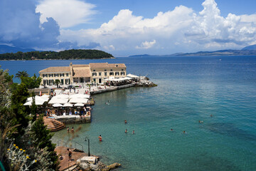 Waterfront on the island of Corfu, Greece.