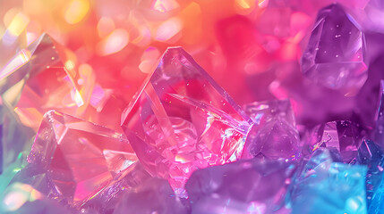 A background of neon multicolored crystals 