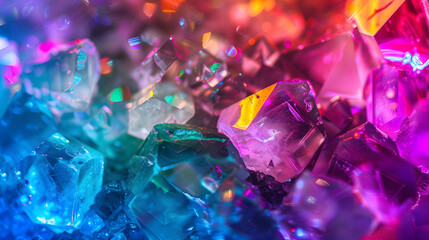 A background of neon multicolored crystals 