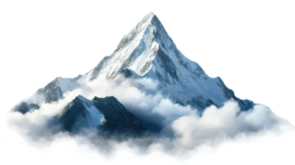 Fototapete Berge A majestic snowy mountain peak rising above fluffy clouds, showcasing natural beauty and serenity in a breathtaking alpine landscape.  © Miso Ai
