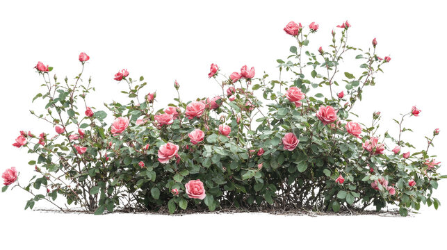 Beautiful rose bush with blooming pink flowers, showcasing nature's elegance and vibrant colors, perfect for garden inspiration.