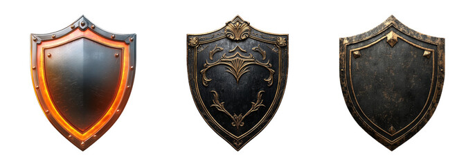 Vintage Shields Collection on Transparent Background