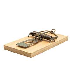 wooden mouse trap isolated on white, PNG file
