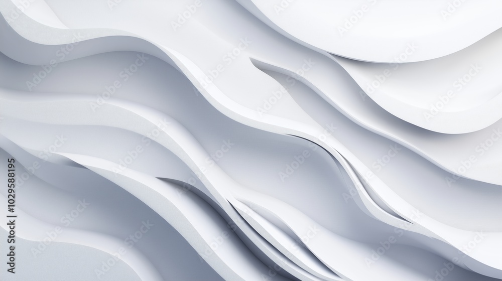 Poster abstract white wave patterns create a modern design in a minimalist art space, emphasizing texture a