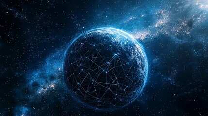 Obraz premium A Digital Globe with a Network of Connections in Space