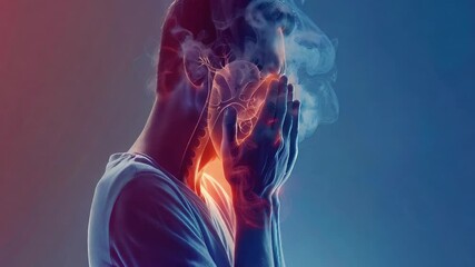 Chronic Obstructive Pulmonary Disease (COPD): The Shortness of Breath and Chronic Cough - Picture a person with highlighted lungs showing obstructed airways, experiencing shortness of breath