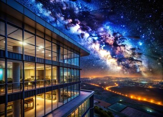 Stunning Milky Way and Nebula Night Sky Wallpaper for Architectural Photography Enthusiasts