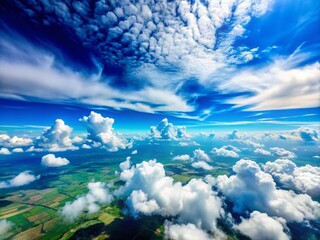 Stunning Panoramic View of a Blue Sky with Soft White Clouds for Serene Nature Backgrounds
