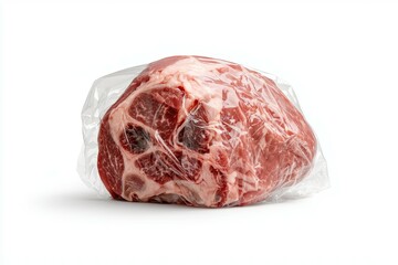 Fototapeta premium A piece of meat is wrapped in plastic