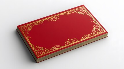 Fototapeta premium Red Book with Gold Ornate Border and Gilded Edges