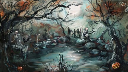 _Halloween_Ghost_Festival_Original_Painting_Hand