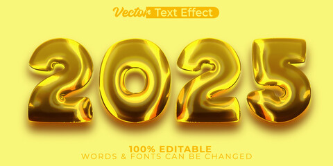 Balloon 2025 New Year Vector Editable Text Effect Template