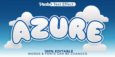 Azure Vector Text Effect Editable Alphabet Blue Sea Beach Sky