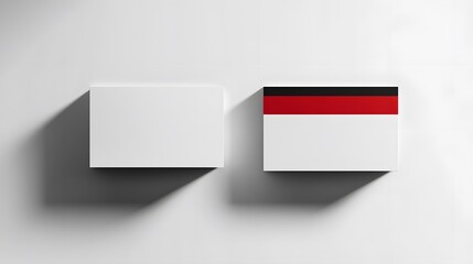 Two White Blank Mockup Business Name Card with Black and Red Stripe