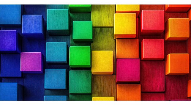 Abstract Colorful Wooden Block Pattern