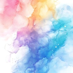 A vibrant watercolor abstract design featuring soft hues of pink, orange, and blue.