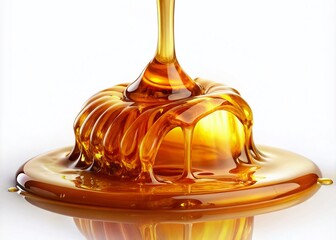 Sweet Honey Spill Isolated on White Background for Culinary and Food Photography