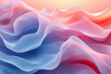 Obraz premium Flowing Waves of Pastel Colors in 3D