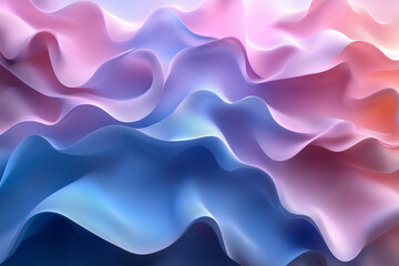 Obraz premium Flowing Waves of Pastel Colors in 3D