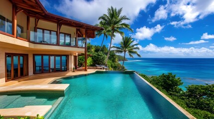 Fototapeta premium Luxurious Tropical Villa with Breathtaking Ocean View