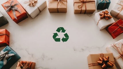a green recycle symbol Isolated on white background ,generative ai