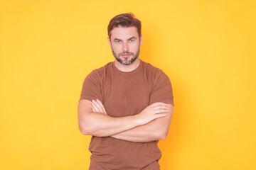 Studio Portrait of the handsome man. A Hipster guy model headshot. Male face. Caucasian handsome man. Confident male model. Man looking proud. Closeup face of attractive man. Elegant guy.