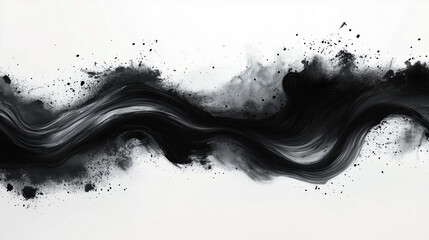 Black and Gold Ink Brush Stroke on White Background