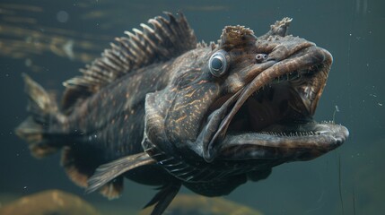 A Close-up of a Large, Open-Mouthed Fish in Water