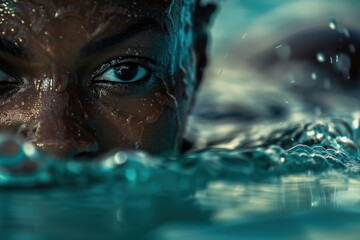 Fitness and wellness training with a woman at a pool, focusing on stretching, relaxation, and...