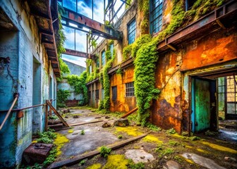 Fototapeta premium Urban Exploration: Capturing the Beauty of Old Grunge Surfaces in Decaying Cityscapes