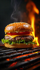 hamburger on a wooden background