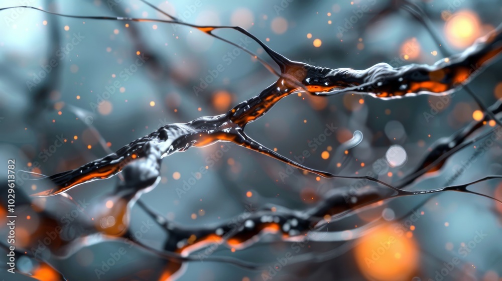 Poster illuminated neural network - abstract art of ai brain with dynamic lighting and creative design