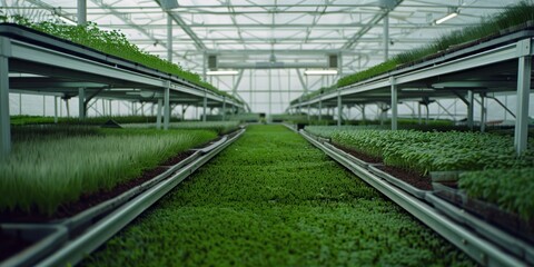 Greenhouse cultivation focusing on plant growth, quality, and sustainability in food production. Emphasis on agro-farming, vegetable development, and market supply of leaves, herbs, and seeds