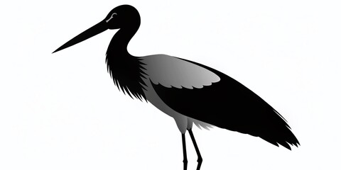 Obraz premium Vector Stork Silhouette Isolated on White Background for Nature and Wildlife Illustrations