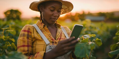 Mobile application used for inspections by a woman on a farm utilizing 5G internet for communication and social media while working in agriculture