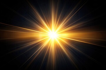 Obraz premium Natural sun flare on black background with forced perspective