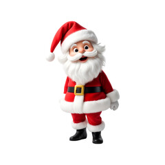 Cute Santa Claus 3d character on transparent background isolated. Christmas Santa in red suit png