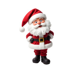 Cute Santa Claus 3d character on transparent background isolated. Christmas Santa in red suit png