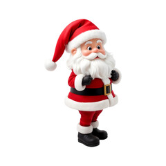 Cute Santa Claus 3d character on transparent background isolated. Christmas Santa in red suit png