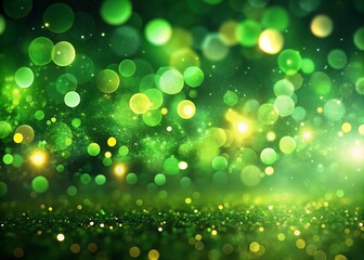 Obraz premium Vibrant Green Bokeh Lights for Holiday Celebrations - Abstract Low Light Photography