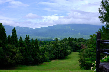 landscape with lake and mountains