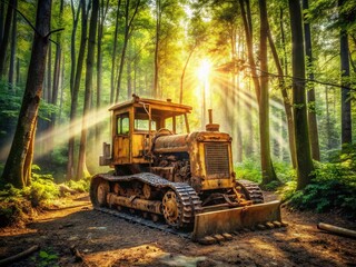 Vintage Caterpillar Machine in Rustic Landscape - Heavy Machinery Photography