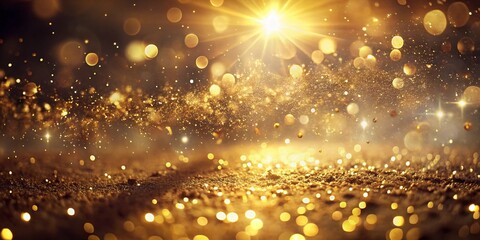 Obraz premium Vintage Golden Particles Flow with Shimmering Smoke and Magic Light Flares for Elegant Backgrounds