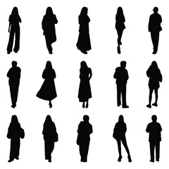 Vector collection set of individual people silhouettes.