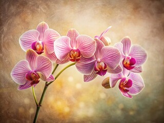 Vintage Pink Orchid Flowers Isolated on Soft Background for Elegant Decor