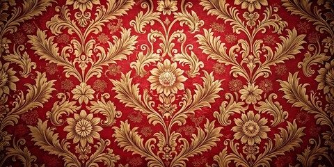 Vintage Seamless Pattern on Red Background - Macro Photography of Intricate Designs