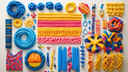 Fototapeta premium A Colorful Collection of Knitted and Woven Objects