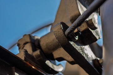 Old church bell mechanism showing welding and joining details