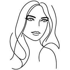 Silhouette sketch portrait of beautiful woman one line art vector design