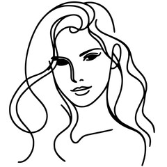Silhouette sketch portrait of beautiful woman one line art vector design